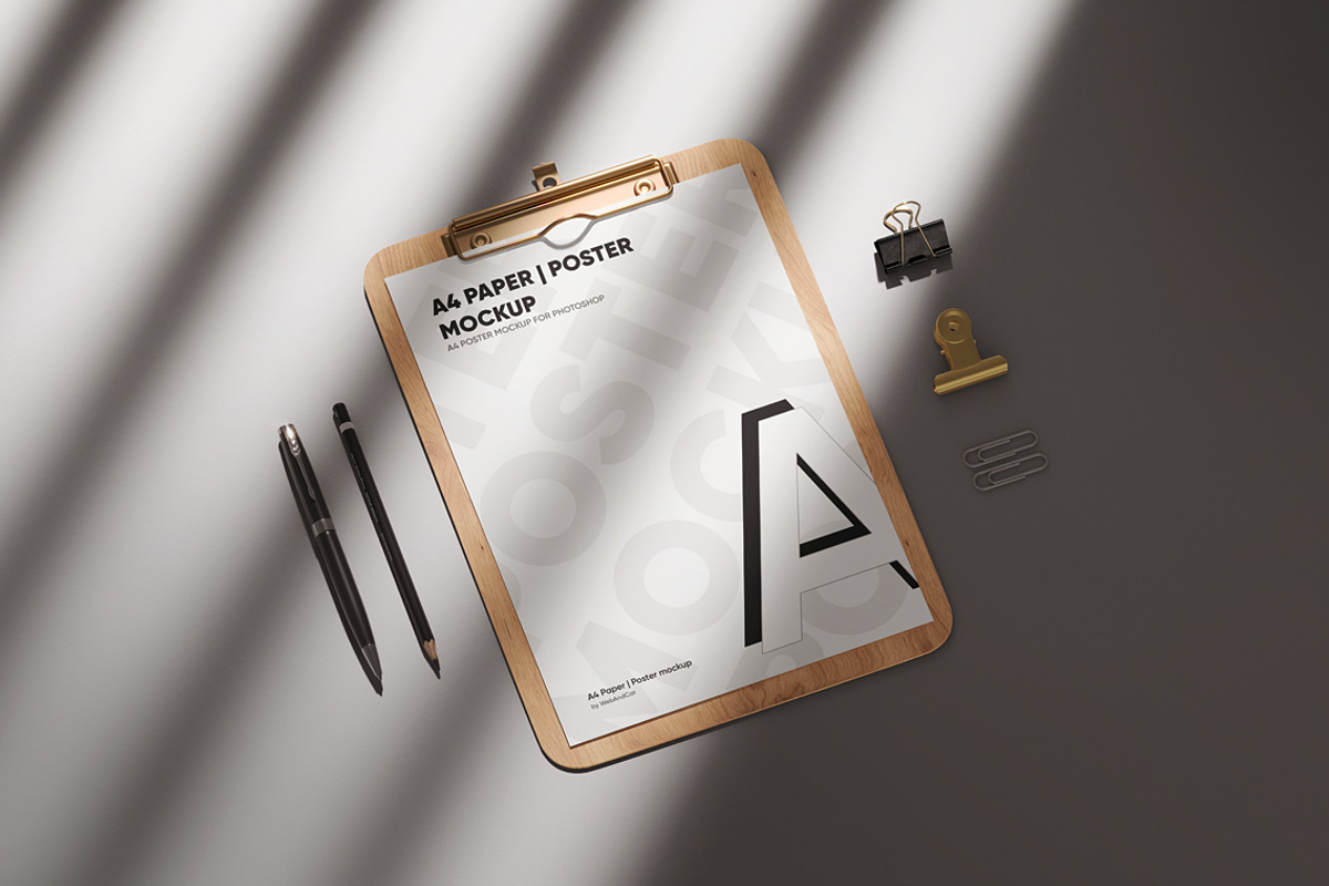 Clipboard With A4 Poster Mockup, a Books & Magazine Mockup by WebAndCat (Photo 10 of 12)