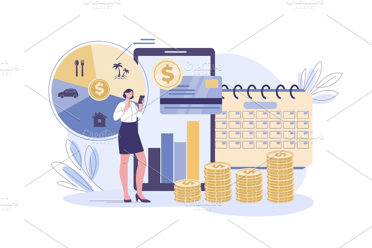 Personal budget planning. Female, a Graphic by Valerie Bodnar