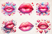 Watercolor Pink Valentine Lips Png, an Illustration by SinaCreation (Thumbnail 4 of 5)