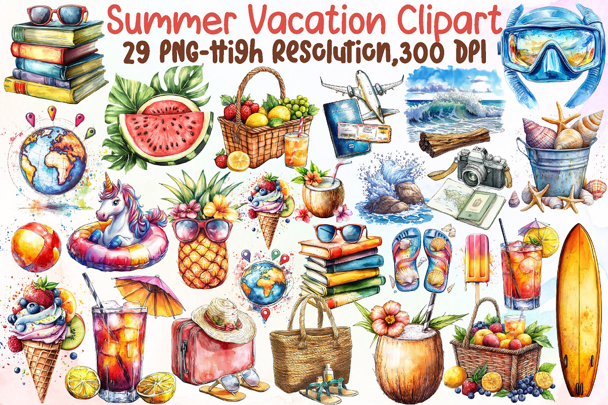 Summer Vacation Clipart, an Illustration by Sublimation Artist (Photo 1 of 6)