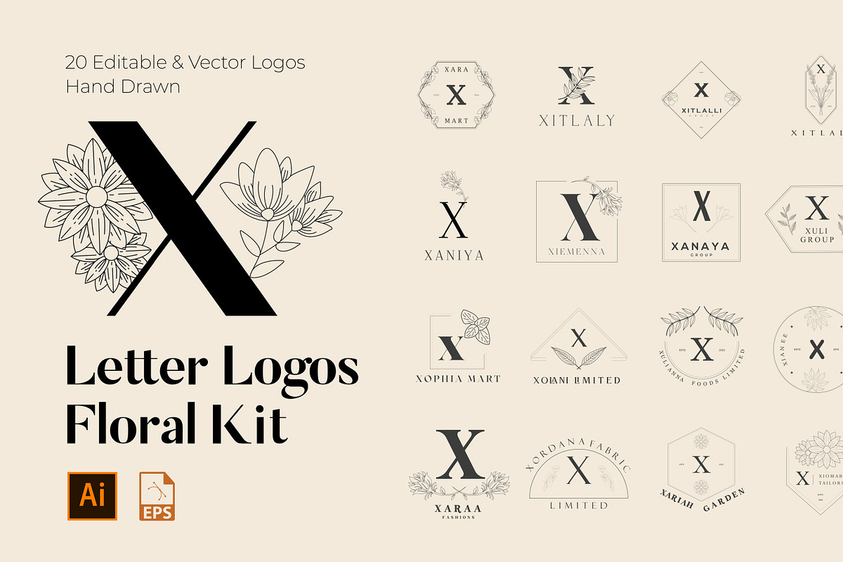 520 A to Z Floral Logos Bundle, a Branding & Logo Template by AN Productions (Photo 197 of 223)