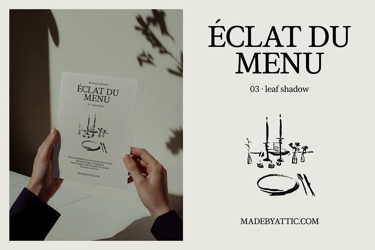 Menu Mockup PSD, Daylight · 03, a Merchandise Mockup by Made by Attic (Photo 2 of 3)