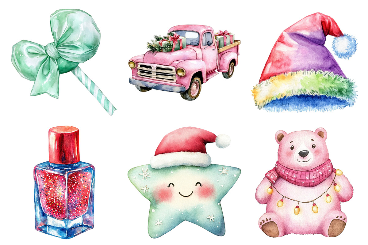 Pastel Preppy Christmas Clipart, an Illustration by Daily.Designs (Photo 2 of 5)