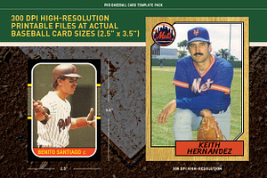 1980's Pro Baseball Card Templates