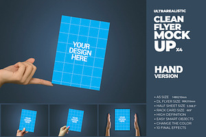 Clean Hand Flyer Mockups x4