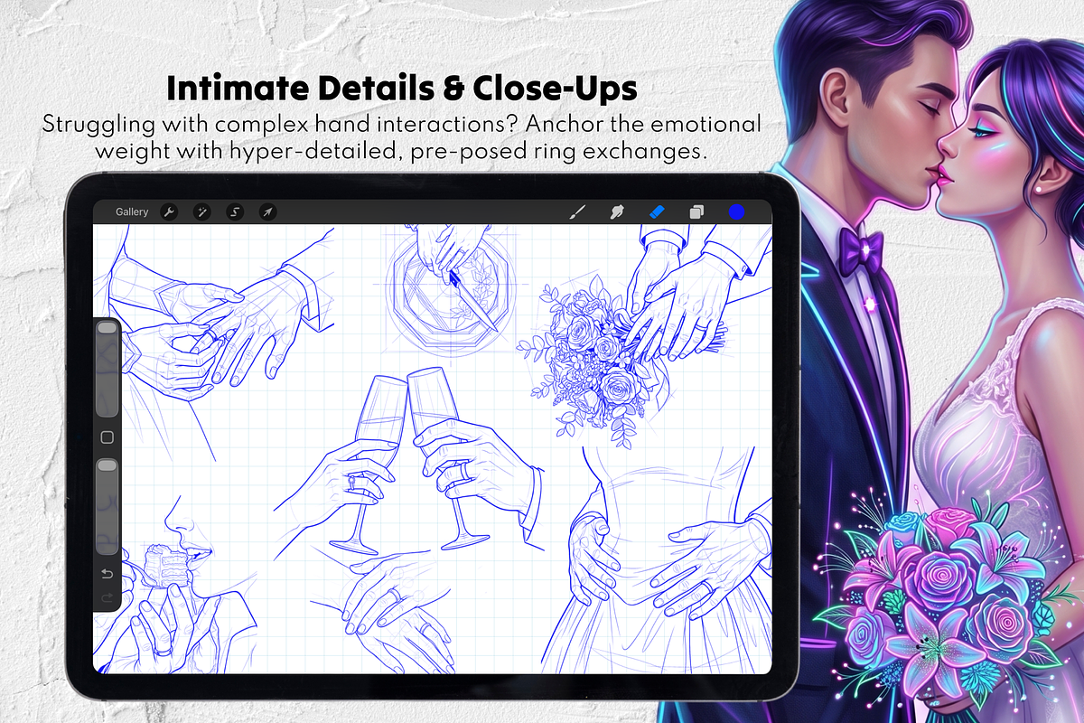 200 Wedding Couple Procreate Stamps, a Brush Add-On by Selentaori Studio (Photo 9 of 12)