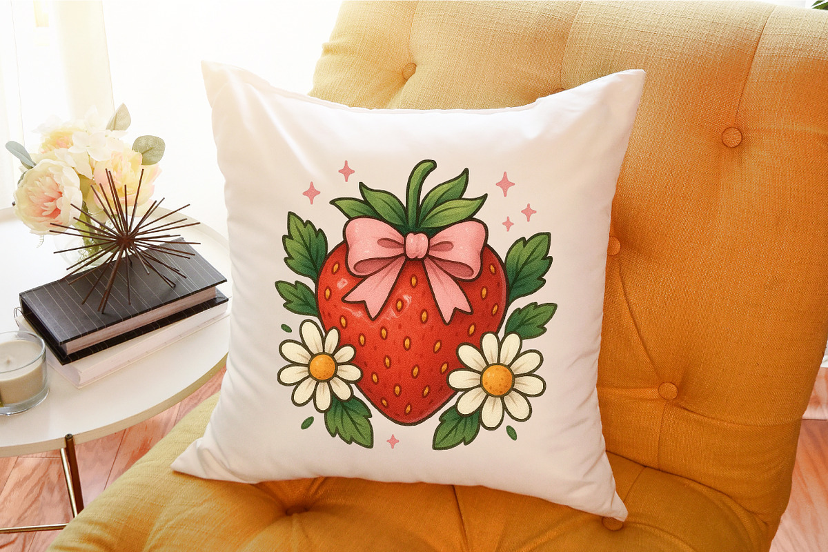 Strawberry Flower Pink Coquette Bow, an Illustration by Sublimation Artist (Photo 9 of 9)
