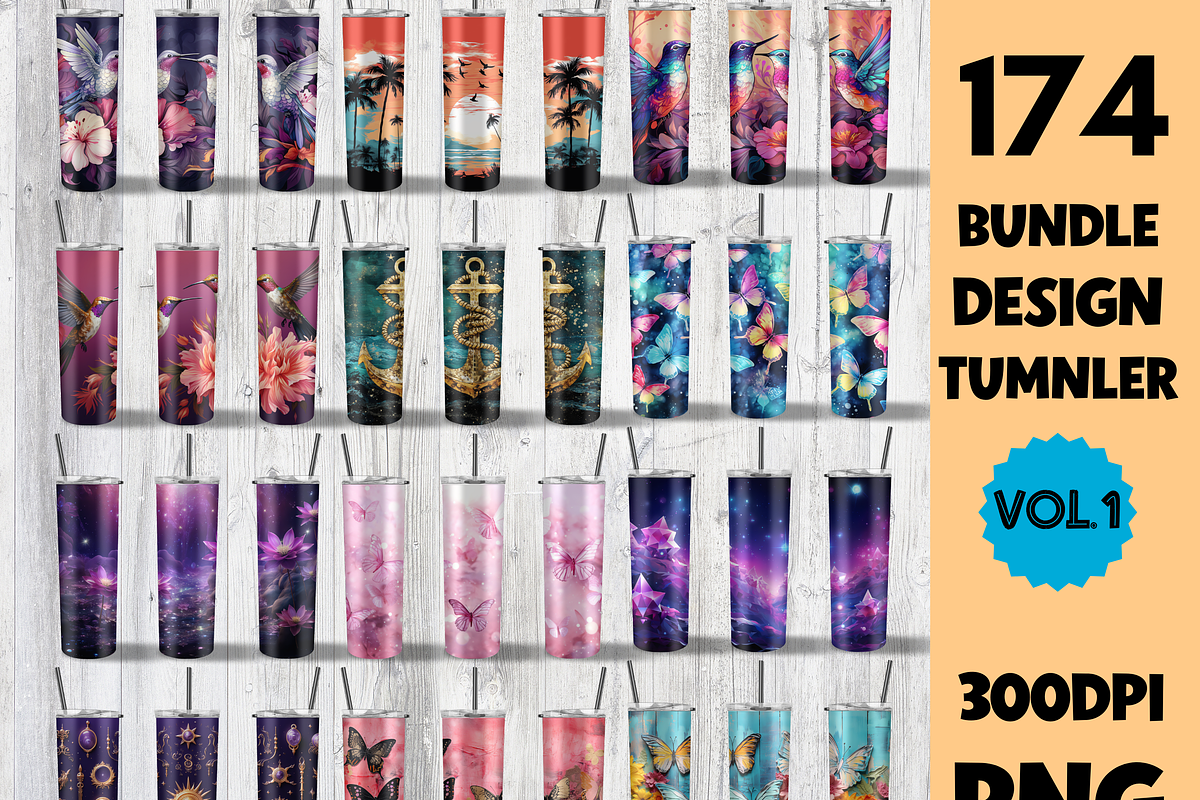 174 Tumbler Wrap Sublimation Bundle, an Object Graphic by LA Design (Photo 1 of 10)