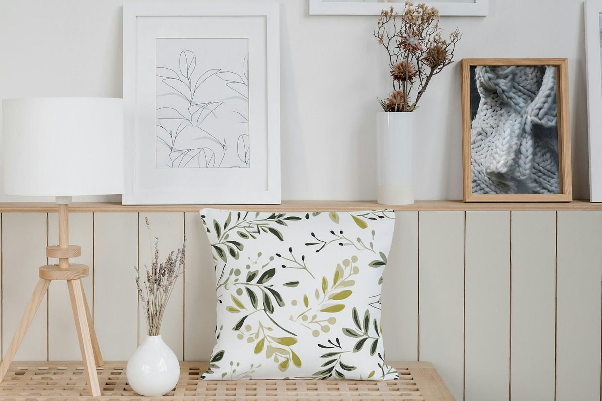 Olive Green Leaves Seamless Pattern, a Pattern Graphic by BrushstrokeArtGB (Photo 6 of 11)