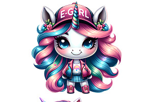 E-Girl Fashion Unicorn PNG Bundle