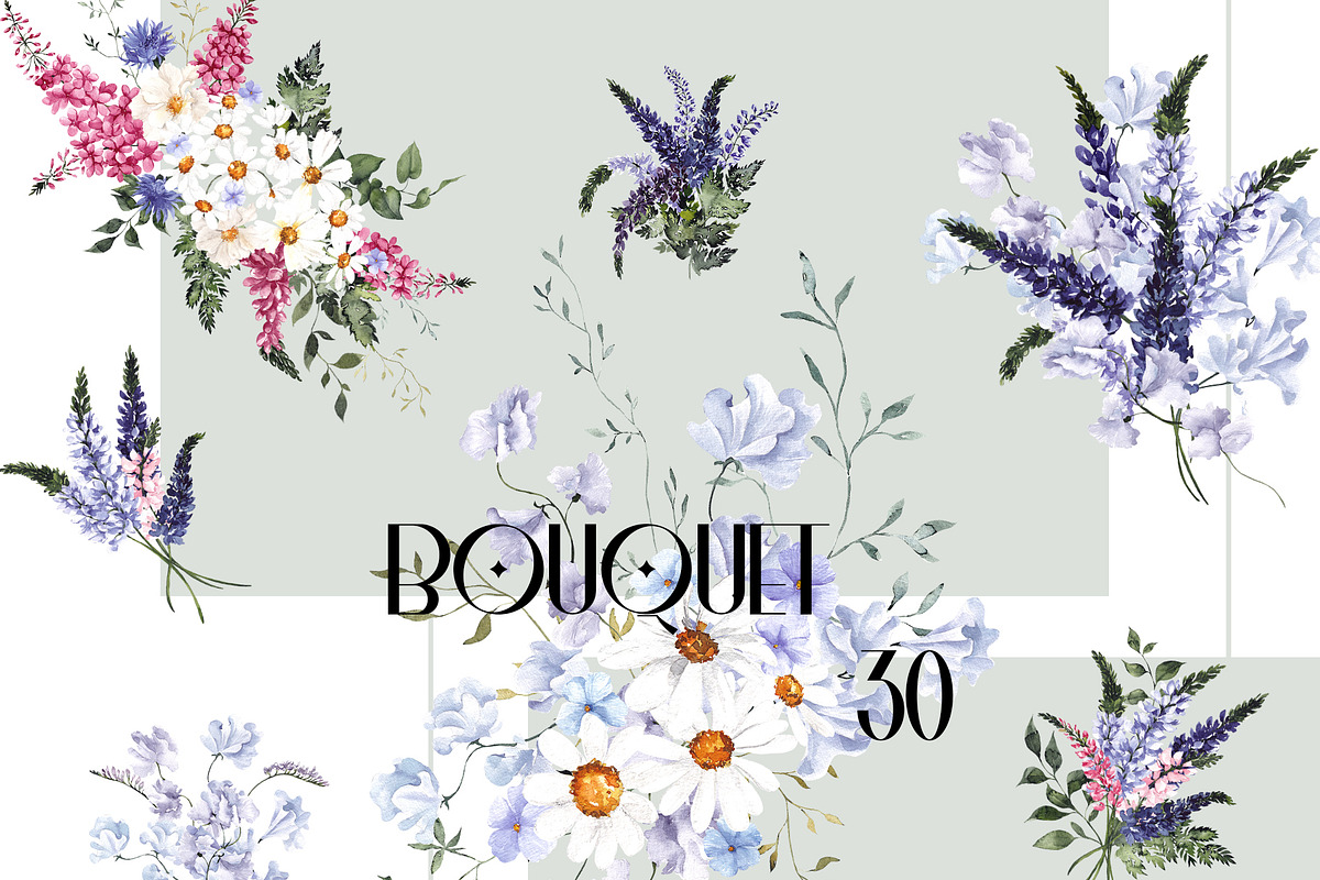 Wild Garden. Watercolor wildflowers., an Object Illustration by ma_i_vi (Photo 4 of 11)