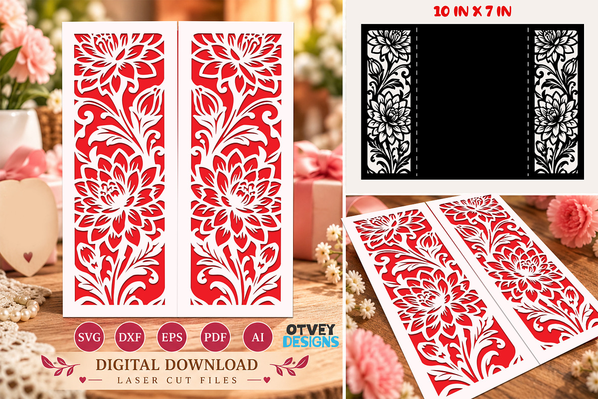 Floral Papercut Greeting Card SVG, a Decorative Illustration by OTVEY ...