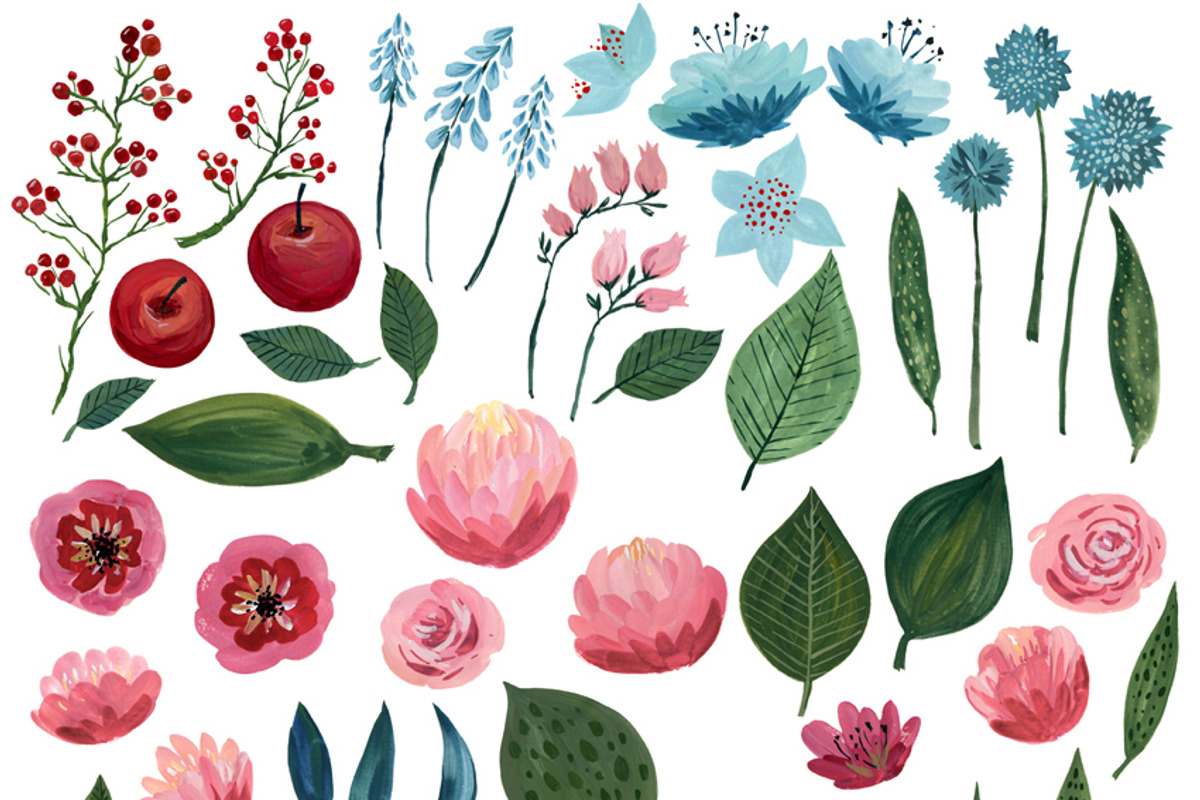 Hand Painted Floral Set, an Illustration by swiejko (Photo 2 of 2)