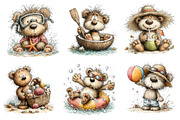 Whimsical Summer Teddy Bear Clipart, an Illustration by Dream Creation (Thumbnail 4 of 7)