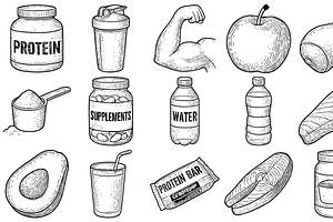 Fitness Nutrition Set, an Object Graphic by nikagraphic