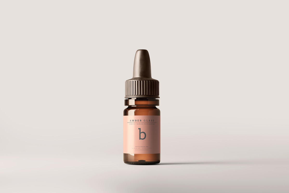 Amber Glass Dropper Bottle Mockups, a Cups & Container Mockup by pmvch (Photo 4 of 20)