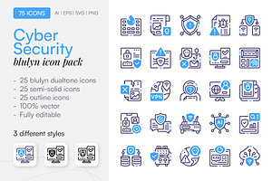75 Cyber Security Icon Pack, a Duotone Icon by Bilicube Studio