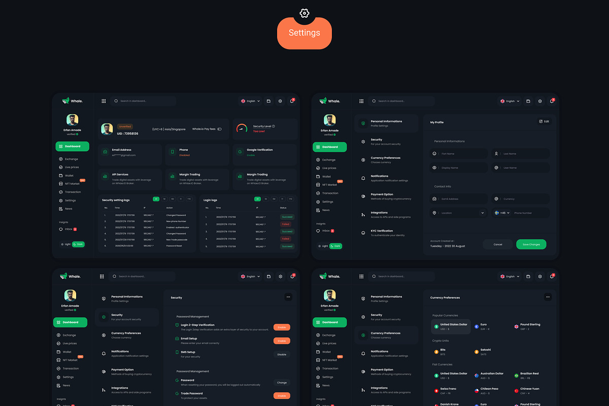 Crypto Whale-Crypto & NFT Dashboard UI kit preview 8