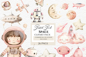 Pastel watercolor space, a Technology Illustration by Invite to Clipart