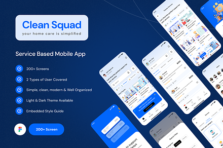 Clean Squad Mobile App UI Kit, an App Template by arcdigitalagencyltd