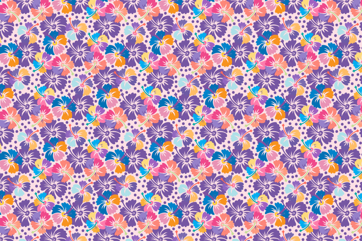 Hibiscus flower and patterns, an Illustration by natsa (Photo 3 of 6)