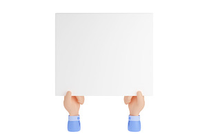 3d render hands holding blank paper, a Characters & Person 3D Model by art PVP - market