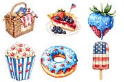 Patriotic Party Foods Clipart, an Icon by Watercolor design (Thumbnail 3 of 4)