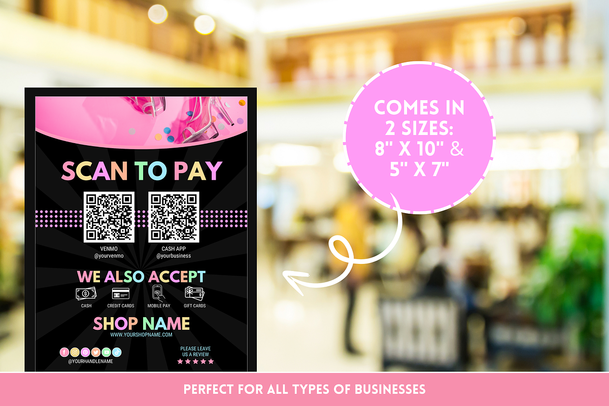 Pastel Neon Scan to Pay Sign, a Poster Template by SunshineStudioBoutique (Photo 7 of 11)