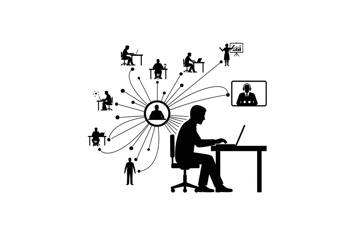 Remote Team Work Silhouettes Bundle, a Graphic by musafir_fashion (Photo 9 of 14)