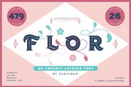 Flor Layered Font + Extras