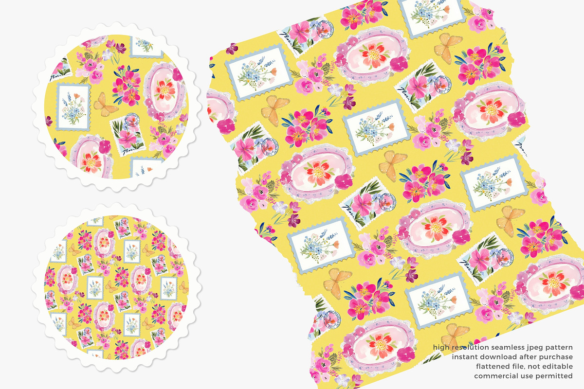 postage stamp seamless pattern, a Pattern Graphic by Pink Studio Art (Photo 2 of 4)