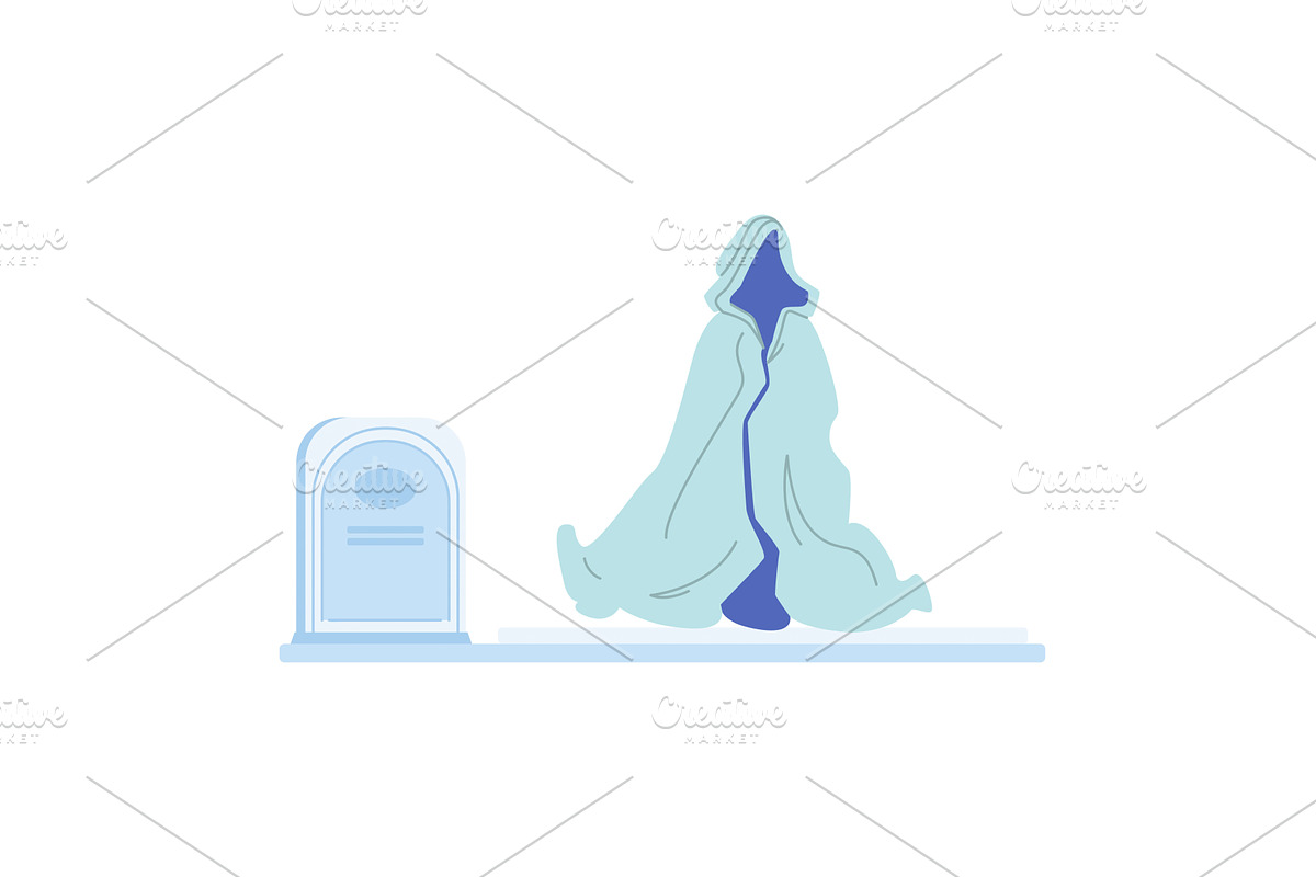 Ghostly figure wearing cloak near, an Object Illustration by pikepicture