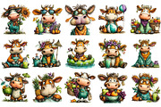Whimsical Summer Cow Clipart, an Illustration by OK Design (Thumbnail 3 of 6)