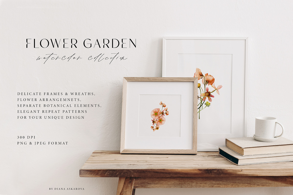 Flower Garden watercolor collection, a Decorative Illustration by Diana Askarova Art (Photo 2 of 11)