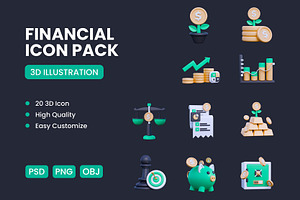 3D Financial Icon Pack