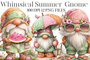 Whimsical summer gnome Clipart, an Illustration by Designworld