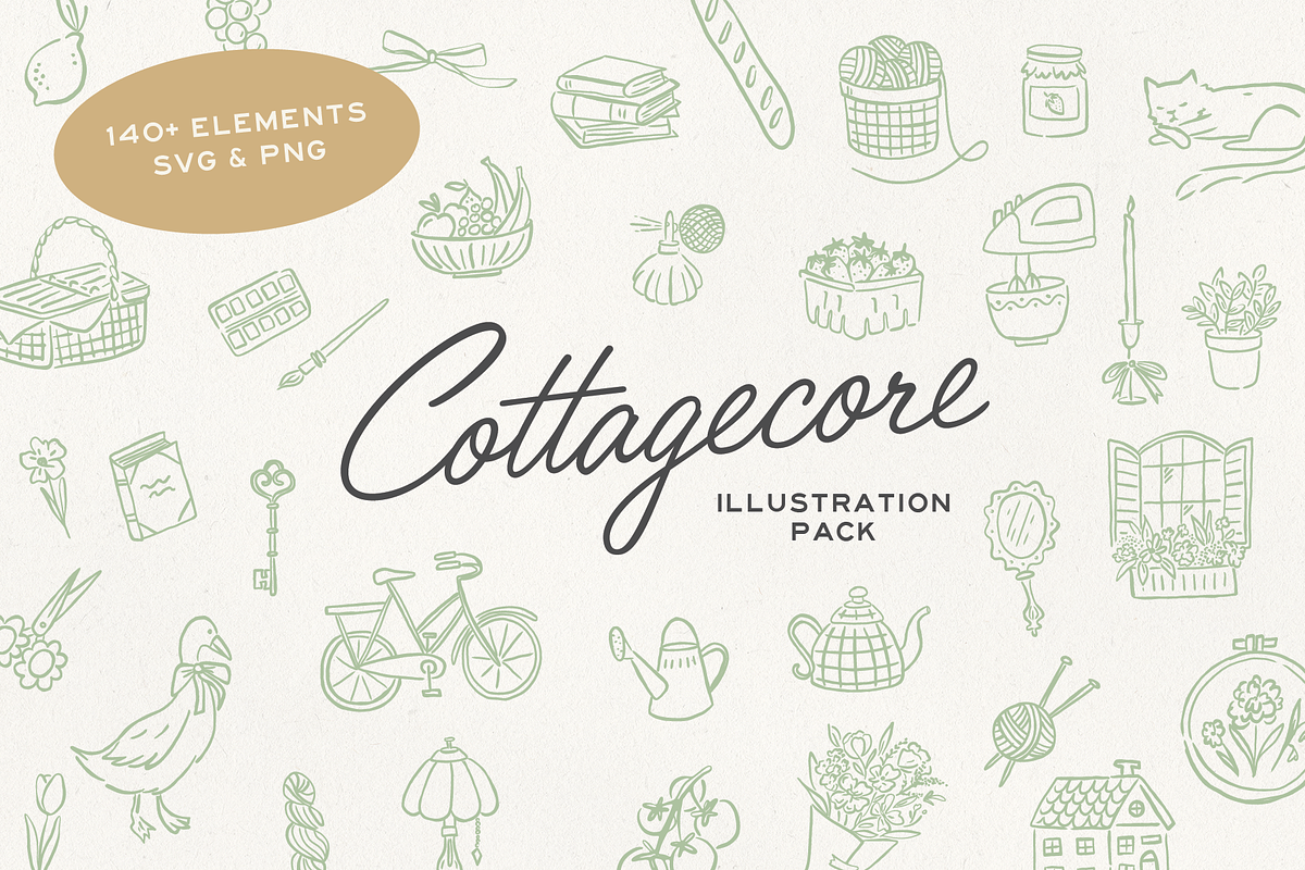 Cozy Cottagecore Hand Drawn Elements, an Illustration by Claire Emery Designs (Photo 1 of 6)