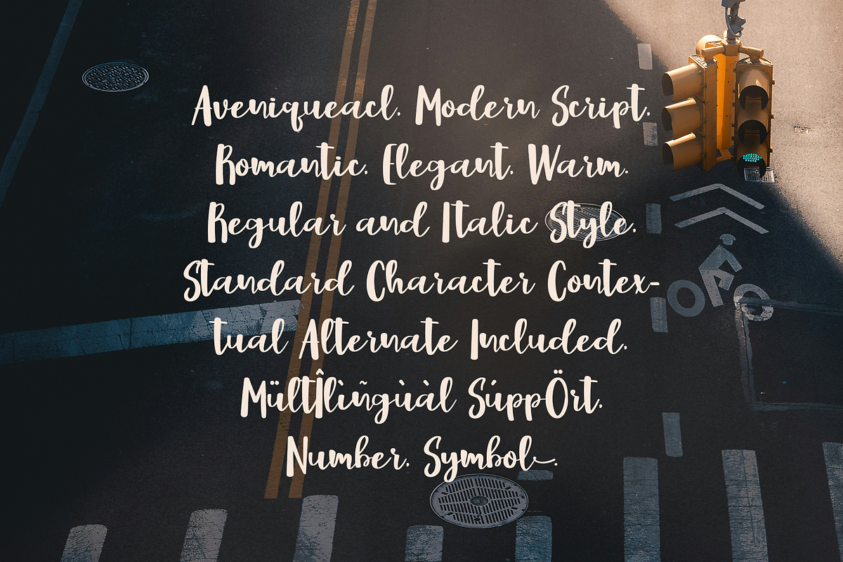 Aveniqueacl - Modern Script Typeface, a Font by Indotype Foundry (Photo 5 of 10)