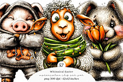 Whimsical easter animals clipart, an Illustration by SinaCreation (Thumbnail 1 of 11)