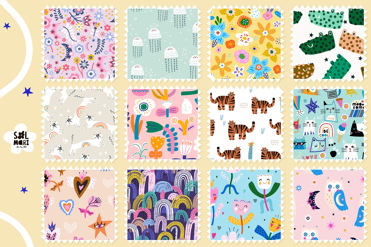 CHILDISH PATTERNS PACK vol.8, a Pattern Graphic by solmariart