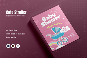 Cute Stroller Baby Shower Invitation, an Invitation Template by Fannan Studio