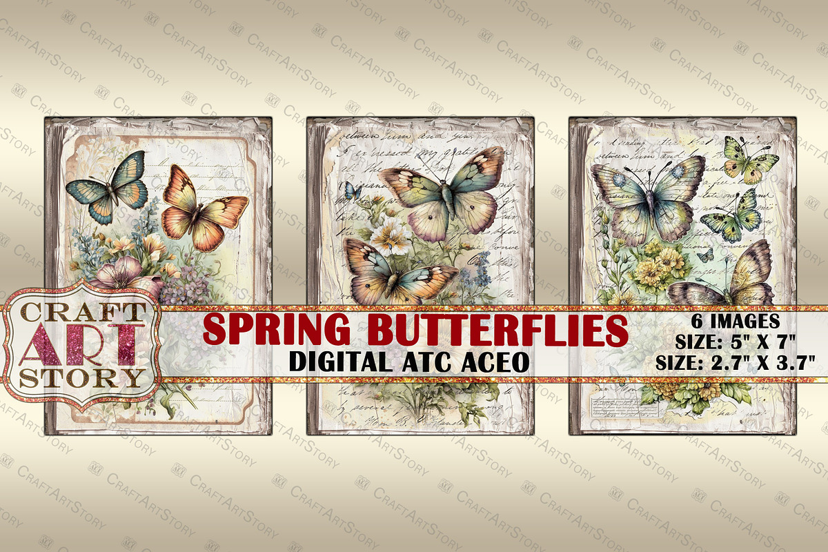 Spring butterflies card set,Collage, an Animal Illustration by CraftArtStory (Photo 3 of 3)