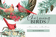 Christmas Teal Clipart Cardinal Bird, an Illustration by Ksenia Shmakova (Thumbnail 1 of 16)