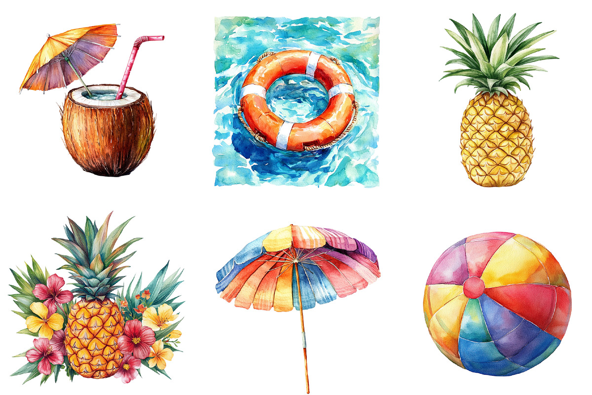 Summer on the Beach Clipart PNG, an Illustration by SinaCreation (Photo 3 of 5)