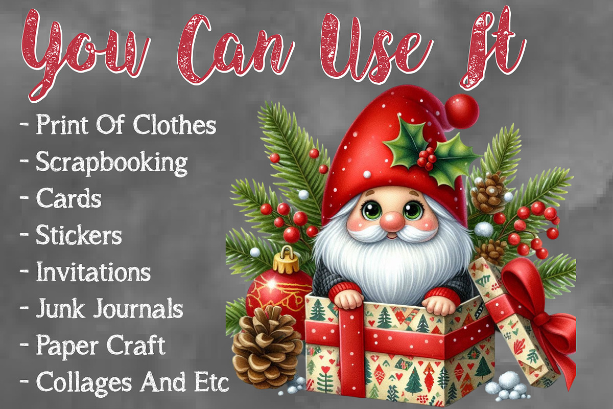 Christmas Gnome Sublimation Clipart, a Seasonal Illustration by Craft Nest (Photo 5 of 5)