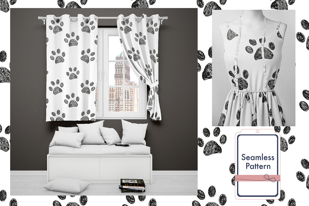 Paw print seamless pattern, a Pattern Graphic by gulsengunel (Photo 6 of 6)