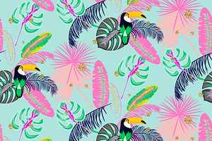 Pink Tropics Seamless Patterns