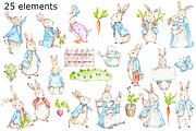Vintage rabbit watercolor clipart, a Background Graphic by GoodFairyClipArt (Thumbnail 2 of 2)