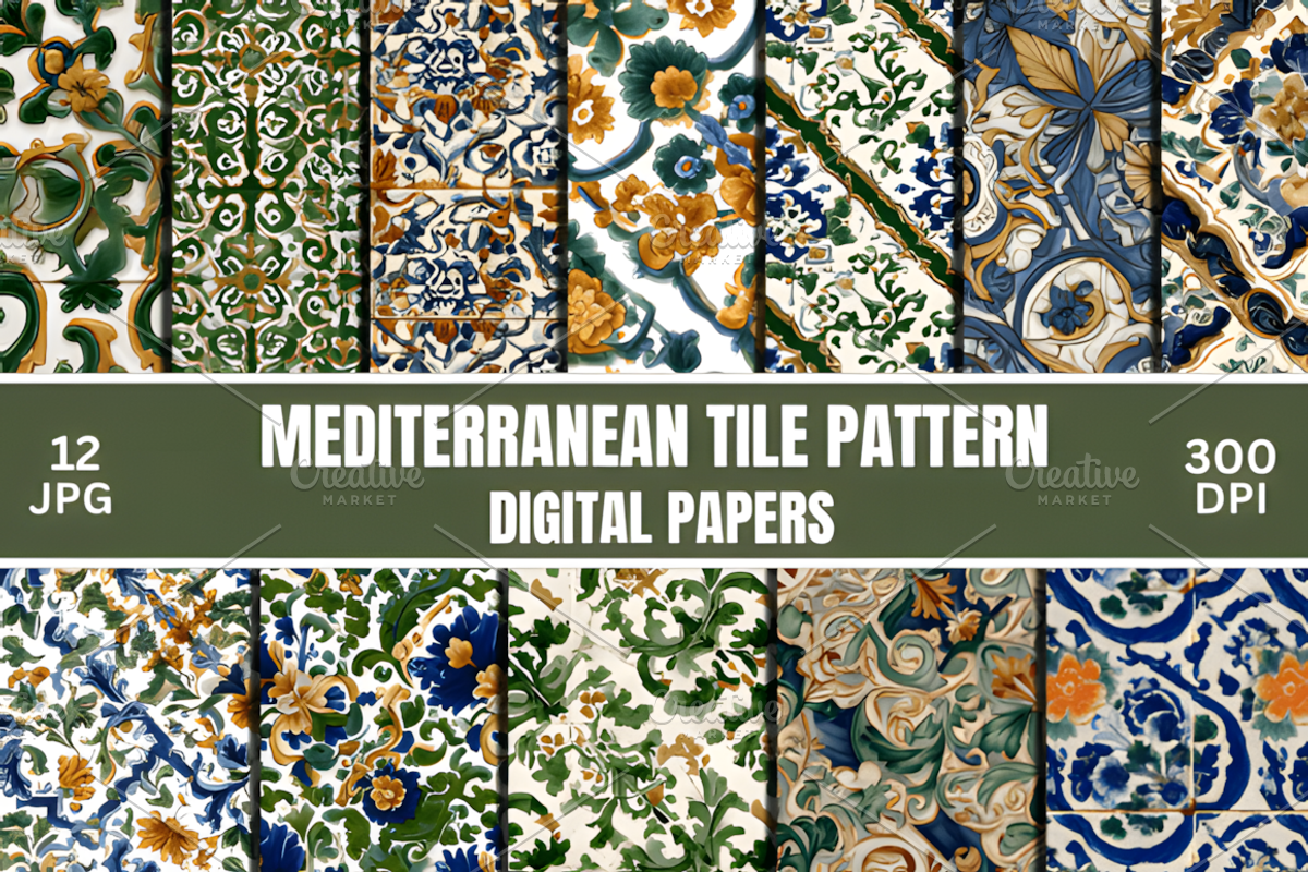 Mediterranean Tile Patterns Backgrou, a Pattern Graphic by Ink Gallery (Photo 1 of 6)