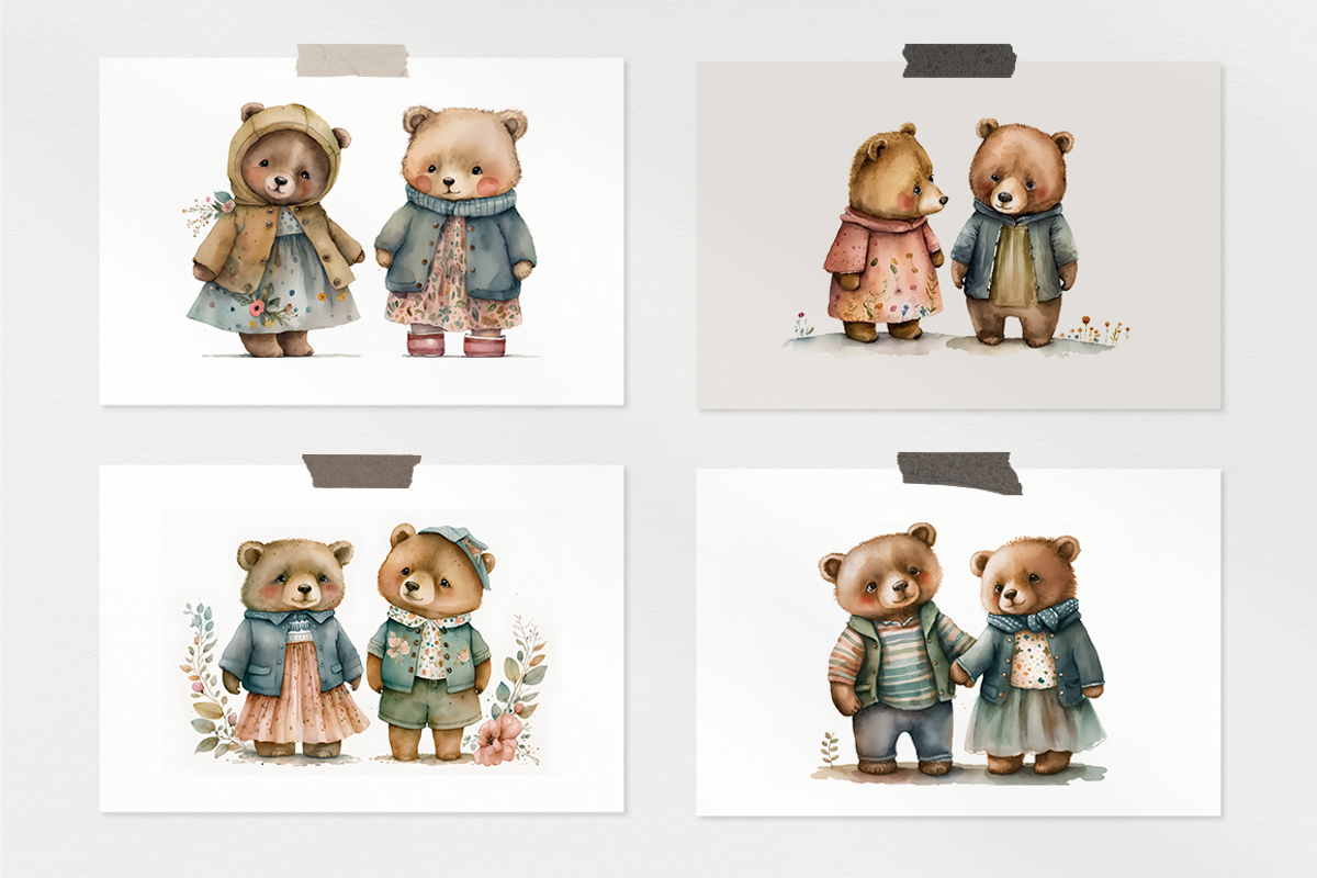 Cute Bears Watercolor Collection, a Decorative Illustration by artsy-fartsy (Photo 7 of 12)